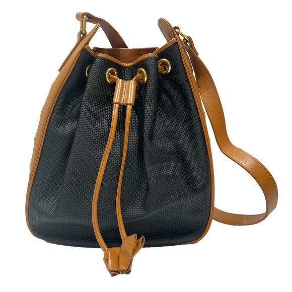 Prada Drawstring Vitello Dino Bucket 2Way Shoulder Bag Black - Picture 1 of 15